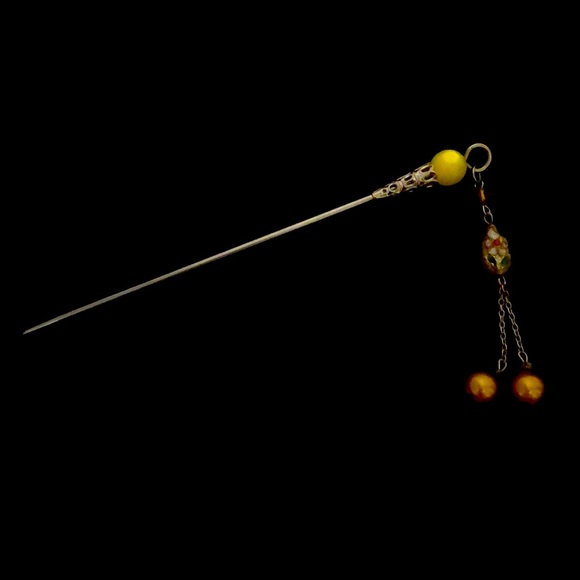 Traditional Yellow Hair Pin - Picture 1 of 4